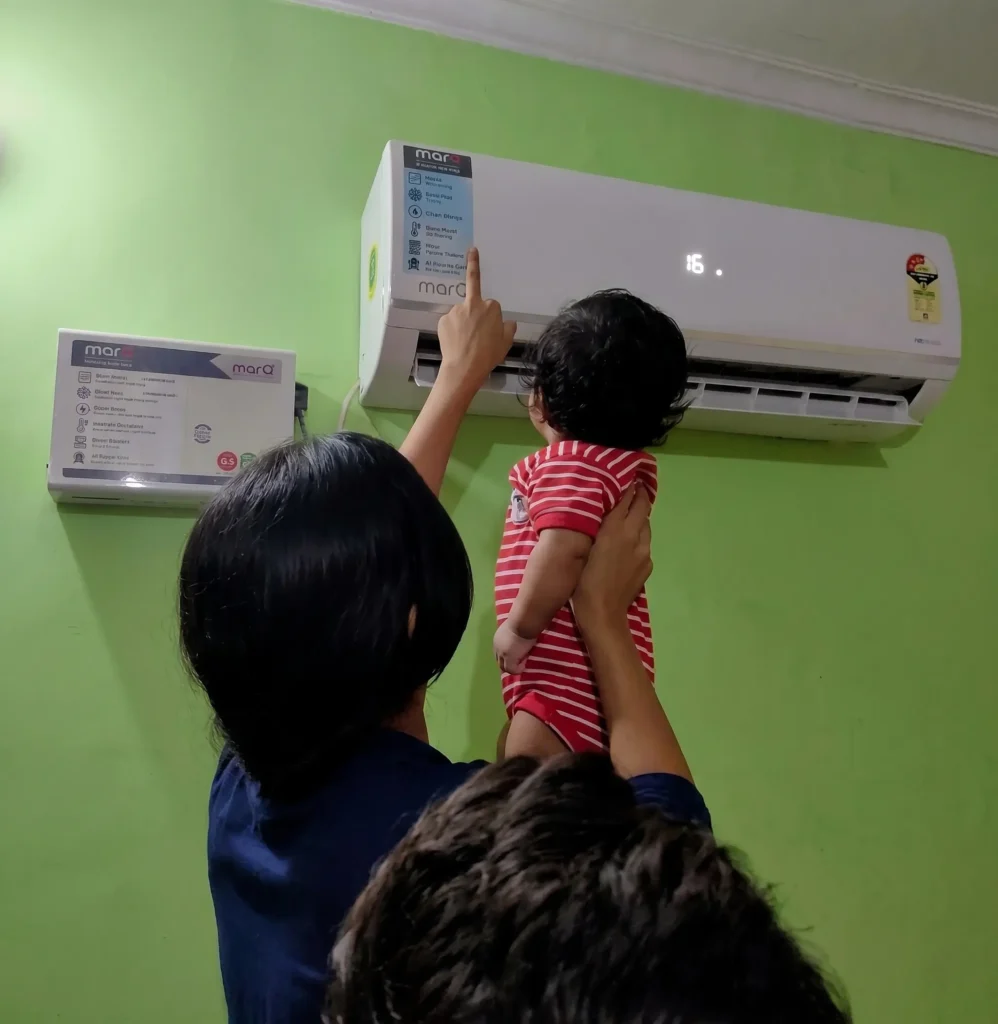 MarQ 1 Ton inverter AC installed in a family bedroom, providing excellent cooling at a budget price.