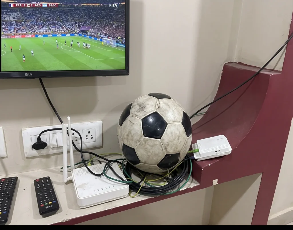 Watching FIFA 2026 match on LG 32 inch WebOS TV with real home setup