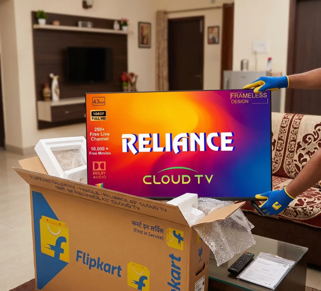 Unboxing Reliance 43-inch Cloud Smart TV delivered by Flipkart
