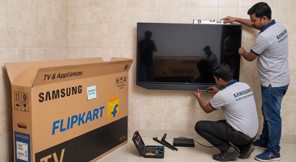 Samsung 32 inch Smart TV Flipkart delivery and wall mount installation at home