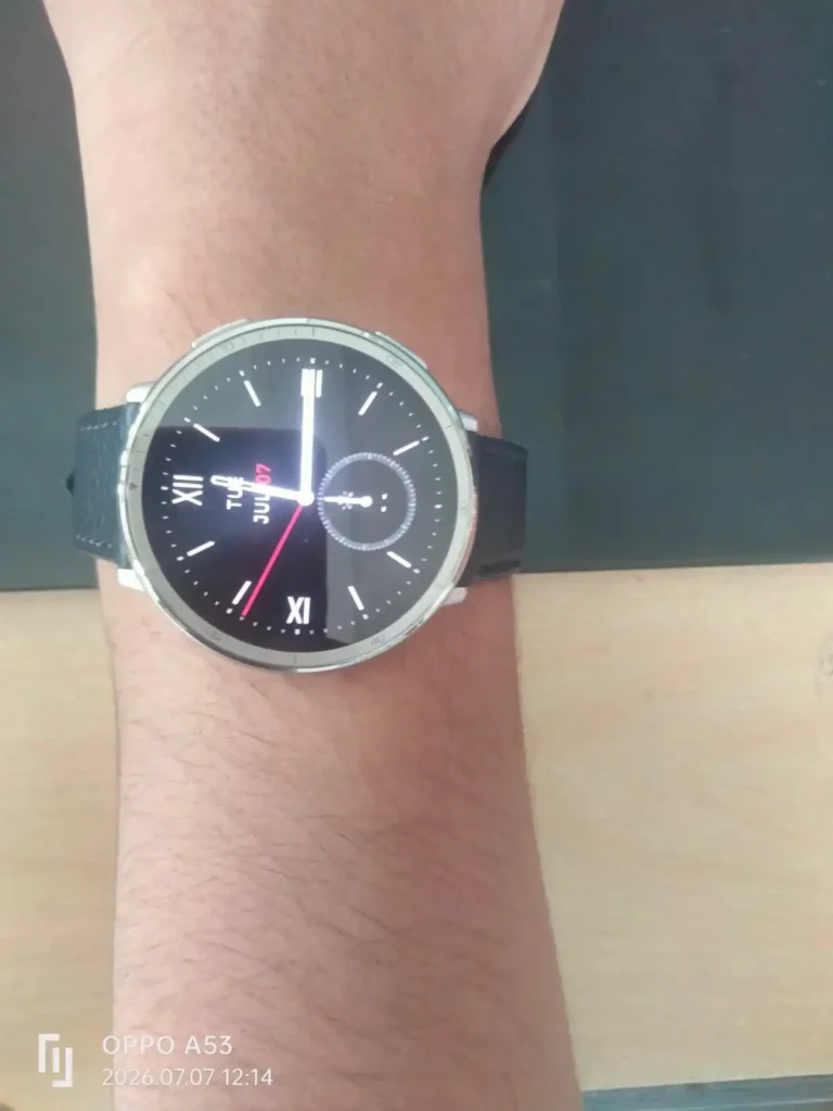 Amazfit Active 2 Premium round dial display outdoor visibility on wrist