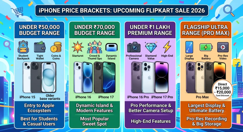 Budget wise iPhone price in upcoming Flipkart sale 2026