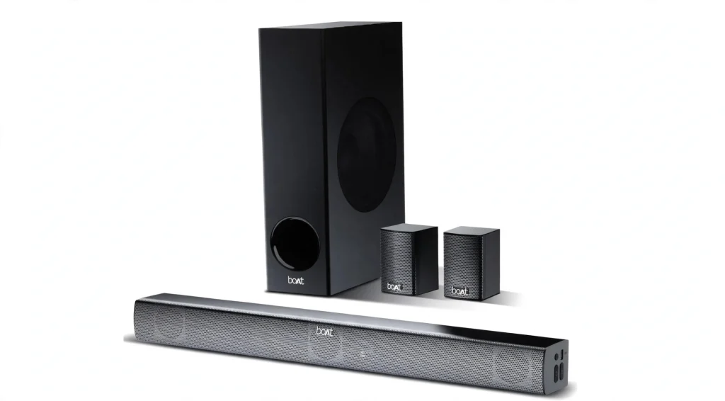 boAt Aavante Bar 2400 Pro 5.1 channel soundbar with subwoofer and satellite speakers